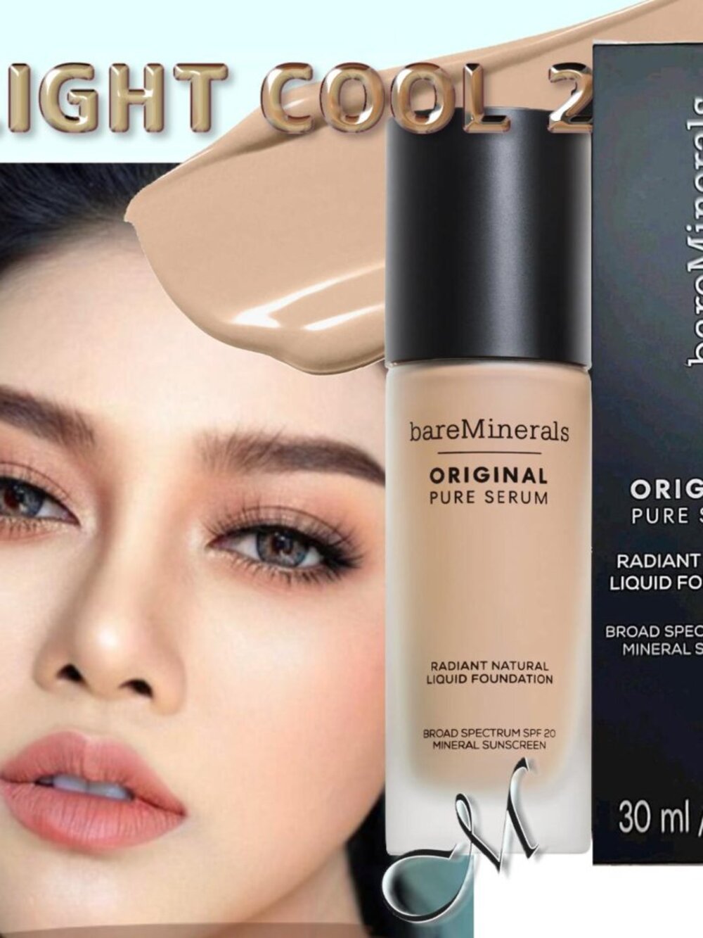 bareMinerals Original Serum Liquid Foundation* SPF 20 ~ FAIR COOL 2 NIB 1oz